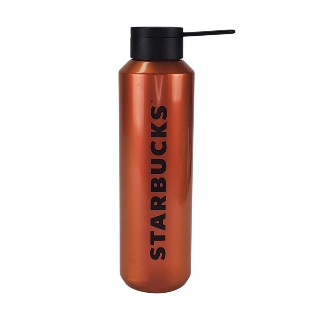 Starbucks Copper Pearl 24oz Wordmark Logo Plastic Reusable Water Bottle NEW